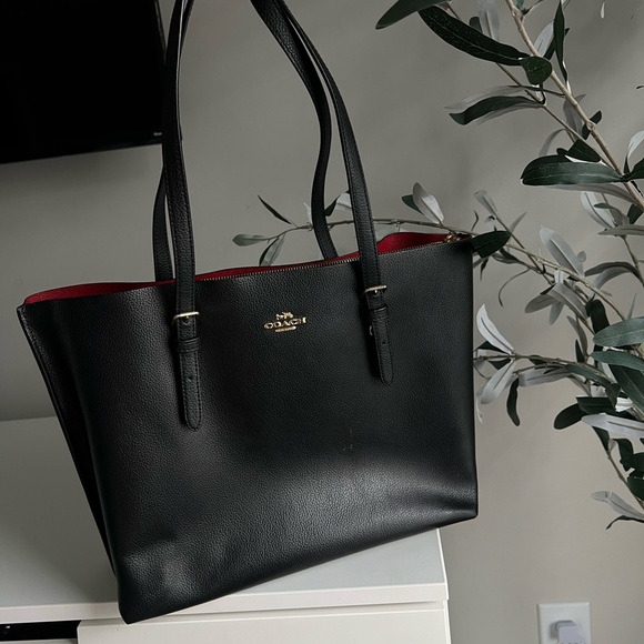 COACH Mollie Tote
Black/true red
Authentic. - Picture 2 of 5